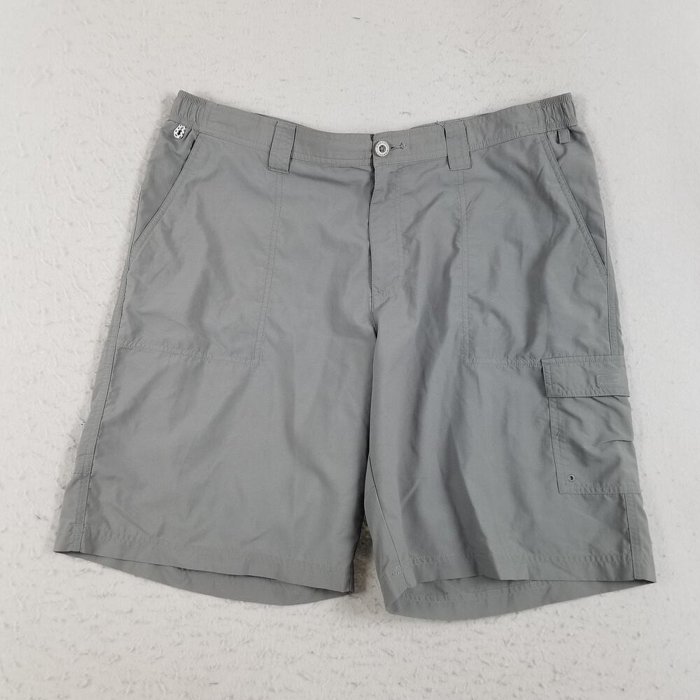 Columbia PFG Omni-Shade Shorts Mens 40W Gray Nylon Fishing Outdoor Cargo Pockets